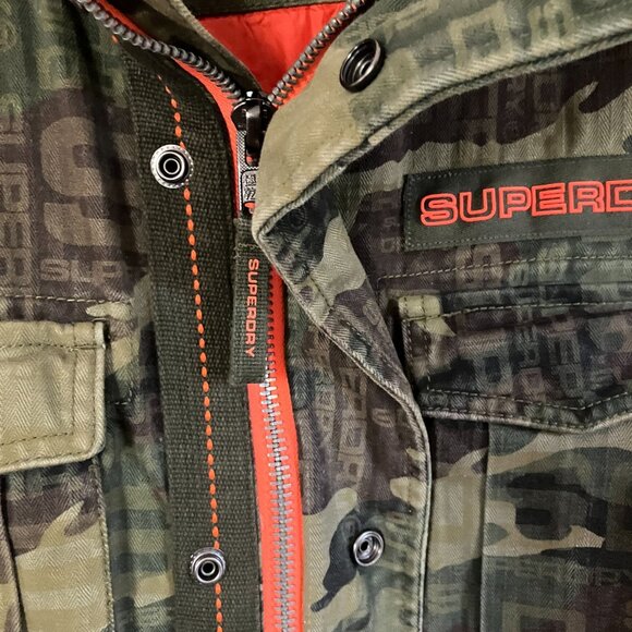 Superdry Mens Rookie Edition Camo Patch Military Jacket Size Large Green AN EXC - Picture 10 of 12